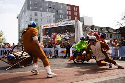 Participants perform at Red Bull Chariot Race Mizzou.