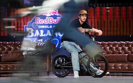 Matthias Dandois prepares to ride his bike at Red Bull Circle of Balance in New Orleans, Louisiana, USA on 17 December, 2022.  