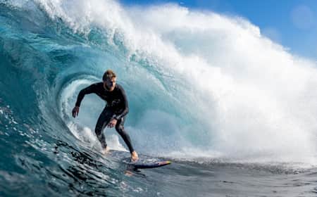 Kolohe Andino surfing at The Box in Western Australia on April 20, 2023. 