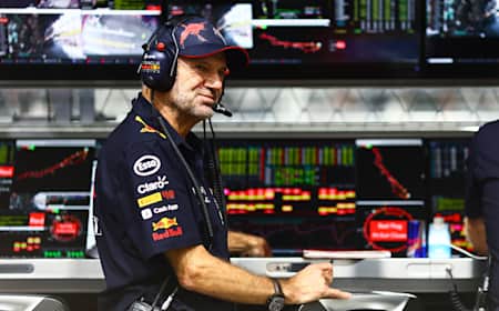Adrian Newey, the Chief Technical Officer of Red Bull Racing looks on from the pitwall during qualifying ahead of the F1 Grand Prix of Saudi Arabia at the Jeddah Corniche Circuit on March 26, 2022. 