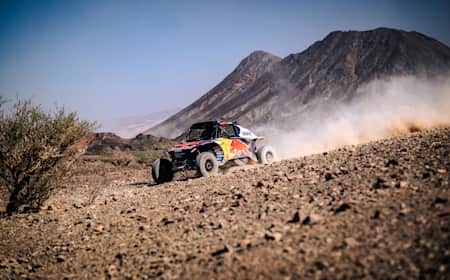 Cristina Gutierrez (ESP) and Pablo Moreno Huete (ESP) race during stage 10 of Rally Dakar 2024 from Al Ula to Yambu, Saudi Arabia on January 18, 2024.