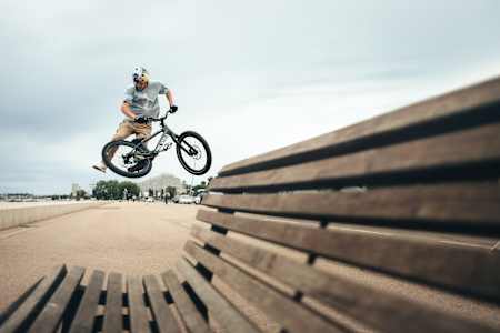 Fabio Wibmer performs during filming "Video  Game" in France on October 11, 2022.