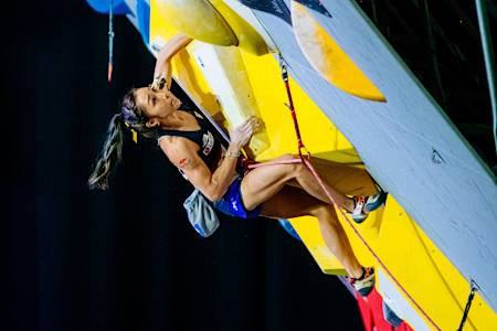 Jain Kim is seen during the IFSC Climbing World Championships Lead Semi-Final in Hachioji, Tokyo, Japan on August 15, 2019.