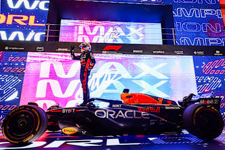 Max Verstappen von Oracle Red Bull Racing beim Großen Preis von Katar am 8. Oktober 2023.