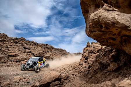 Cristina Gutierrez and Pablo Moreno at the 4th stage of  Rallye Du Maroc 2023 in Merzouga, Morocco on October 17, 2023. 