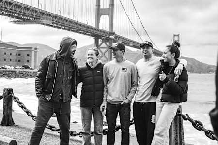 Ashton Goggans, Ian Walsh, Jamie O'Brien and friends in San Francisco. 