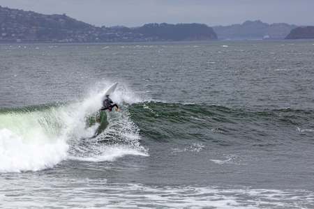 Ian Walsh surfing at Point Fort in San Francisco. 