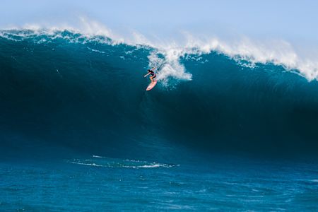 Bianca Valenti surfs at Red Bull Magnitude at Waimea Bay, Oahu, Hawaii USA on January 23, 2023.