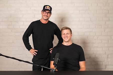 Cédric Dumont și York-Peter Kloeppel înregistrând Mind Set Win în Salzburg, Austria, pe 26 septembrie 2023.