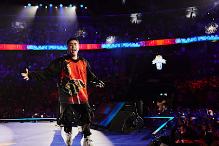 Gazir performs during the Red Bull Batalla International Final in Mexico City, Mexico on December 10, 2022.