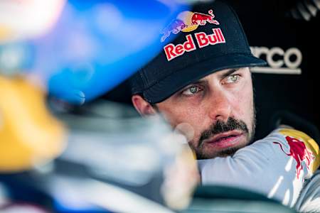 Austin Jones at the finish line of Abu Dhabi Desert Challenge 2023 in Abu Dhabi, UAE on March 3, 2023.