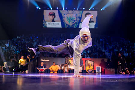 B-boy Phil Wizard competes at the Red Bull BC One World Final in New York