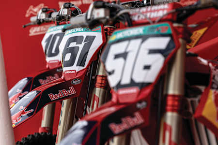 Simon Längenfelder's bike during FIM Motocross World Championship 2023 in Argentina in March 2023.