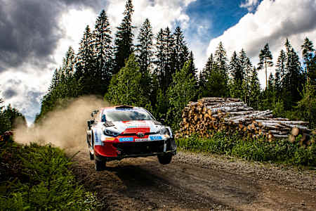 Kalle Rovanperä in action at Rally Finland