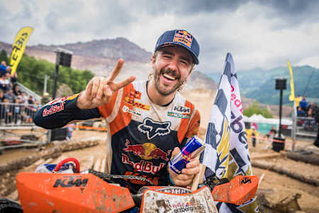 Winner Manuel Lettenbichler seen during the Red Bull Erzbergrodeo 2023 in Eisenerz, Austria on June 11, 2023.