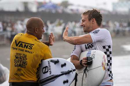Surfers Kolohe Andino and Kelly Slater compete for America in Japan.