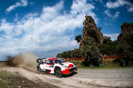 Sebastien Ogier and Vincent Landais of team TOYOTA GAZOO RACING WRT as seen racing at the  World Rally Championship in Naivasha, Kenya on June 25, 2023.