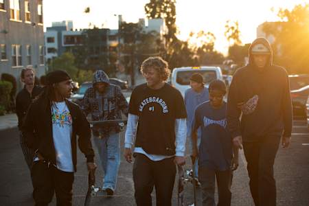 Madars Apse rolls out with Wes Kremer and the San Diego street senators who make up some of the Sk8 Mafia squad.