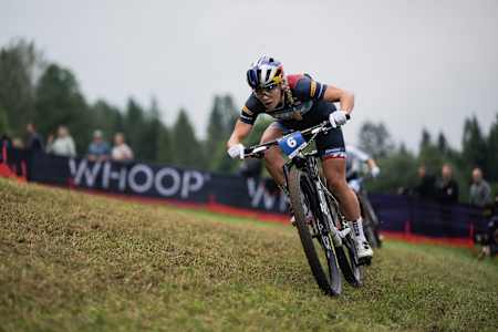 Evie Richards performs at UCI XCC World Cup in Leogang, Austria on June 16, 2023