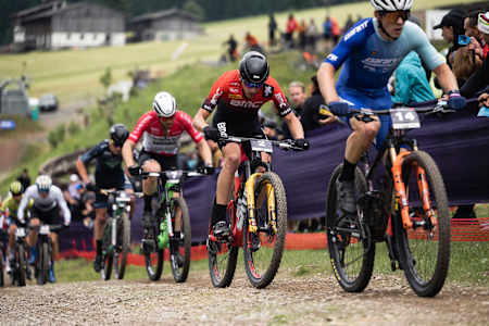 Jordan Sarrou performs at UCI XCC World Cup in Leogang, Austria on June 16, 2023.