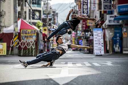 Cloud and Neguin perform in the streets of Bucheon, South Korea on September 23, 2017. 