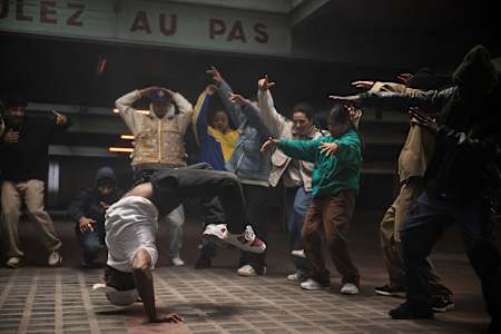B-Girls, B-Boys and guests posing during the shooting of the BC One World Final Paris 2023 video teaser. 