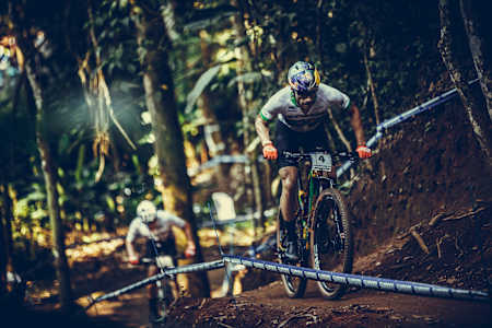 Henrique Avancini performs at UCI XCC World Cup in Petropolis, Brazil on April 9, 2022 