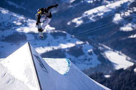 Brock Crouch performing during the Qualification of the Laax Open Wolrd Cup in Laax Switzerland on January 13, 2022.