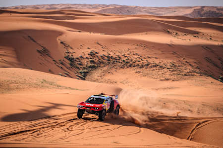 Sebastien Loeb (FRA) and Fabian Lurquin (BEL) of Bahrain Raid Xtreme race during stage 7 of Rally Dakar 2024 from Al Duwadimi to Hail, Saudi Arabia on January 15, 2024. 