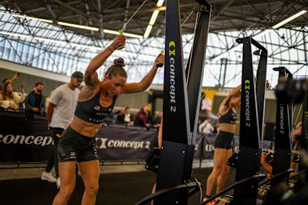 Lauren Weeks seen during the Elite 15 at the Hyrox Major in Amsterdam, Netherlands on October 10, 2024. 