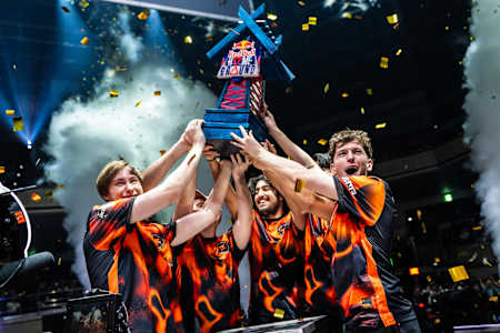 Team FNATIC celebrates winning the Red Bull Home Ground Day 3 in Tokyo, Japan on November 5, 2023