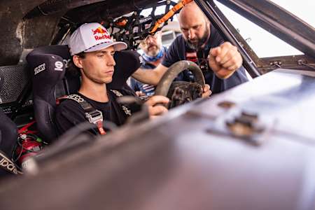 Corbin Leaverton from Red Bull Off-Road Junior Team prepares for the Dakar Rally 2025 in Morocco.