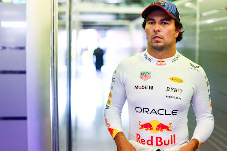 Checo Pérez of Oracle Red Bull Racing at the Australian Grand Prix on March 24, 2024.
