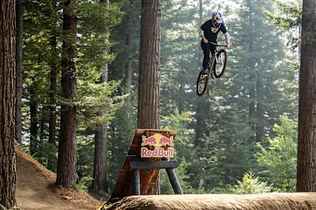 Harriet Burbidge-Smith performs during the Maxxis Slopestyle in Memory of McGazza at Crankworx in Rotorua, New Zealand on March 24, 2024. 