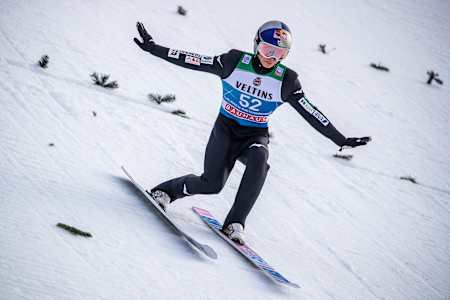 Ryōyū Kobayashi of Japan performs during the Four Hills Tournament in Garmisch-Partenkirchen, Germany on January 1, 2023.