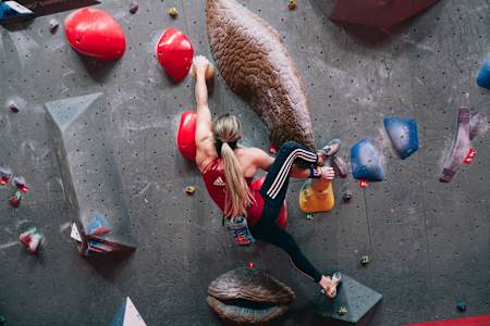 Petra Klingler is seen during the Get Fit For Climbing shooting in Zurich, Switzerland on March 6, 2020. 