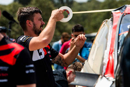 Mechanic of team TOYOTA GAZOO RACING WRT is seen during the World Rally Championship Kenya in Naivasha, Kenya on 21 June, 2023 