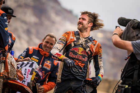 Winner Manuel Lettenbichler seen during the Red Bull Erzbergrodeo 2023 in Eisenerz, Austria on June 11, 2023