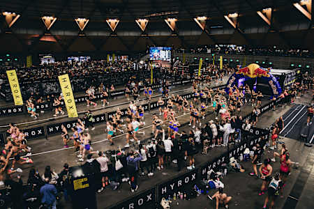 Women's competitors take off at Hyrox's Sydney event on July 27, 2024 