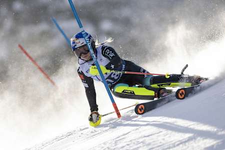 Lara Colturi performs during the FIS Alpine Ski World Cup 2024-2025 in Killington, Vermont, USA on November 30, 2024.