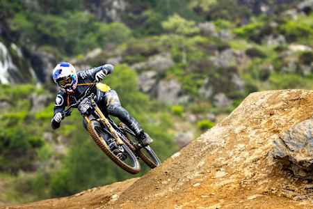 Gee Atherton riding at Red Bull Hardline in Dinas Mawddwy, United Kingdom on June 1, 2024. 