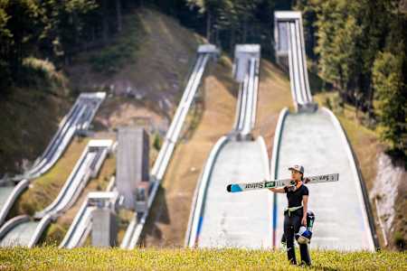 Sara Takanashi of Japan poses for a portrait during the summer training camp in Planica, Slovenia on July 16, 2019.