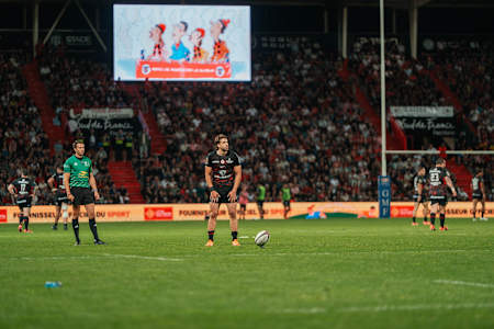 Participants seen during the match between Stade Toulousain and Racing 92 in Toulouse, France on May 17, 2025. 