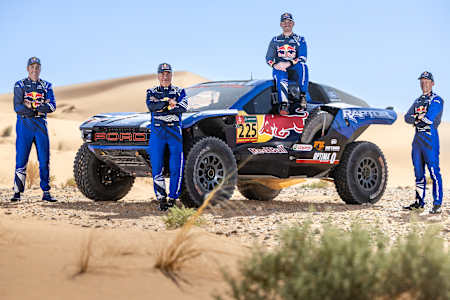Carlos Sainz Mattias Ekström, Nani Roma and Mitch Guthrie Jr. on Ford M-Sport’s return to the Dakar Rally in 2026, Merzougha, Morocco on October 18, 2025.