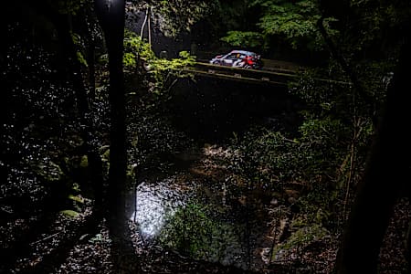 Sebastien Ogier (FRA)  Vincent Landais (FRA) Of team TOYOTA GAZOO RACING WRT are seen performing during the  World Rally Championship Japan in Toyota City, Japan on November 9, 2025.
