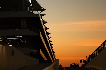 Isack Hadjar of France driving the (6) Oracle Red Bull Racing RB21 on track during F1 Testing at Yas Marina Circuit on December 09, 2025 in Abu Dhabi, United Arab Emirates.  