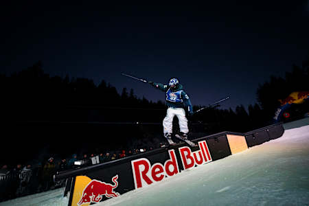 Miro Tabanelli competes at Red Bull Rail Roit in Laax, Switzerland on January 17, 2025.