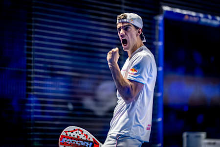 Juan Lebrón competes in the Premier Padel 2024 Finals Barcelona, Spain on December 19, 2024.
