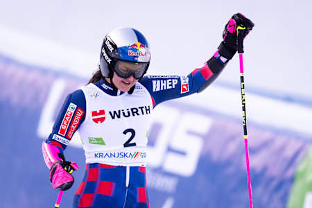 Zrinka Ljutić races in Kranjska Gora giant slalom event in 2025.