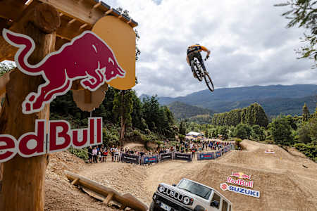 Gee Atherton performs during racing at Red Bull Hardline in Maydena Bike Park, Australia on February 8, 2025.